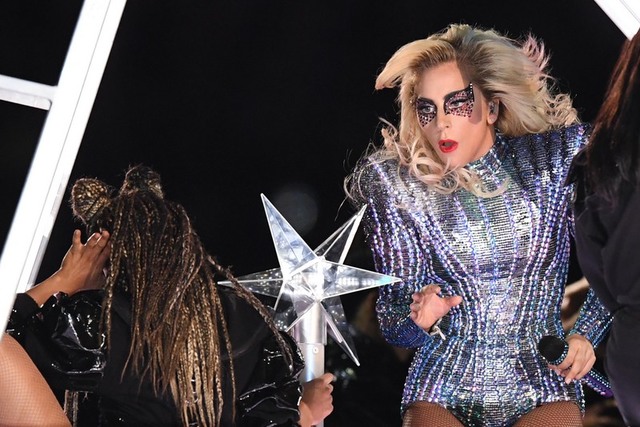 Lady Gaga performs during halftime between the Atlanta Falcons and the New England Patriots during Super Bowl LI at NRG Stadium. (Bob Donnan/USA Today Sports)