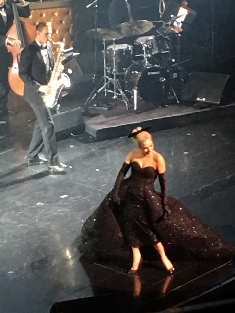Lady Gaga sashays off the stage to close her appearance at Encore Theater on Friday, Dec. 30 2016. (John Katsilometes/Las Vegas Review-Journal)