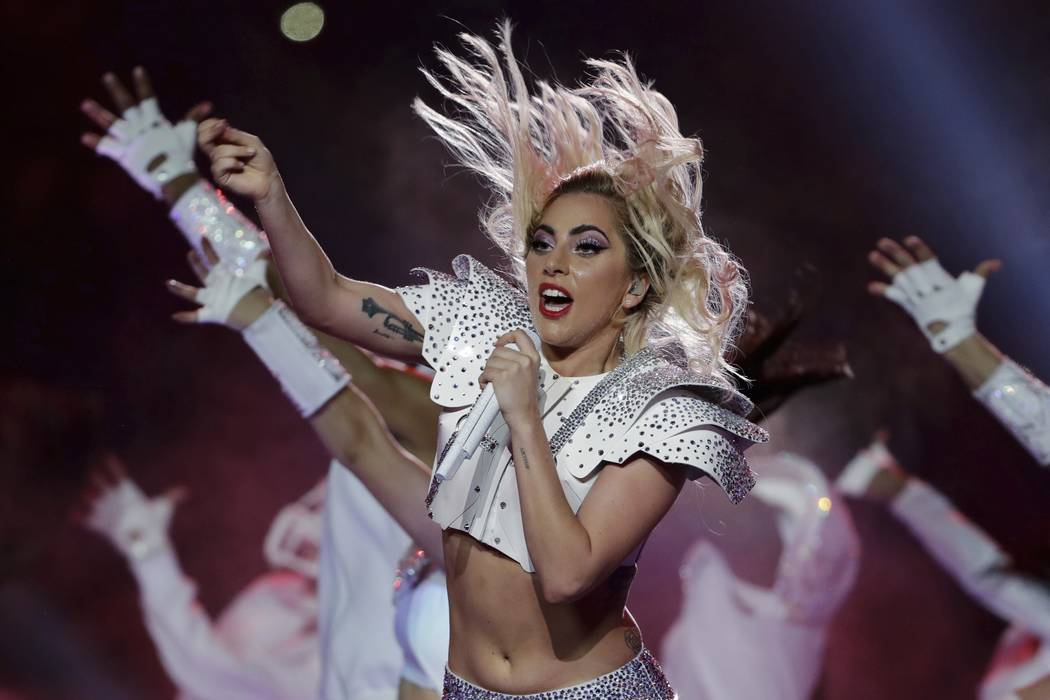 Lady Gaga performs during the halftime show of the NFL Super Bowl 51 football game between the New England Patriots and the Atlanta Falcons in Houston on Feb. 5, 2017. (Matt Slocum/AP, File)