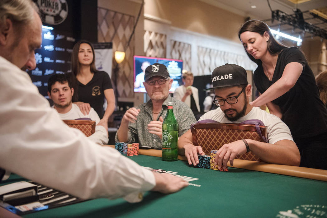 Professional Massage employee Erica Nelson massages Ryan Tosoc at WSOP on Wednesday, July 12, 2017, at Rio Convention Center in Las Vegas. Morgan Lieberman Las Vegas Review-Journal