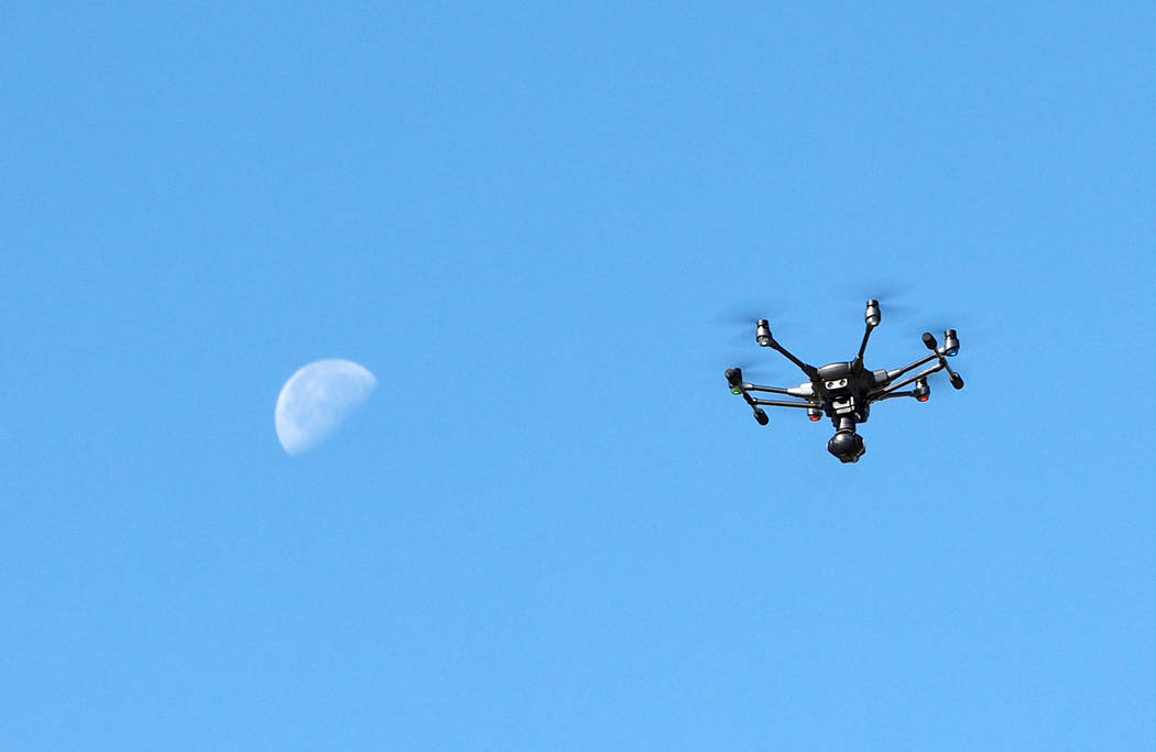 An unmanned aerial vehicle is seen at Lone Mountain Regional Park in Las Vegas, Friday, Oct. 21, 2016. (Las Vegas Review-Journal)