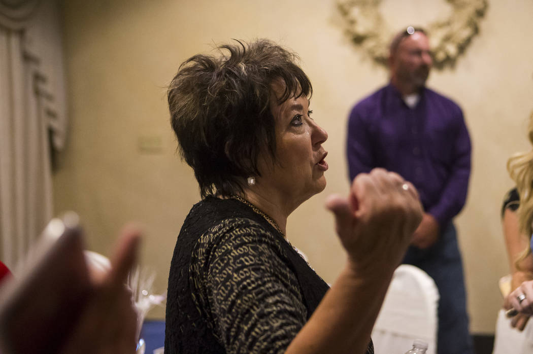 Carol Bundy, wife of Cliven Bundy, talks with people at a fundraising event in support of the Bundy family at Rainbow Gardens in Las Vegas on Saturday, July 15, 2017. Chase Stevens Las Vegas Revie ...