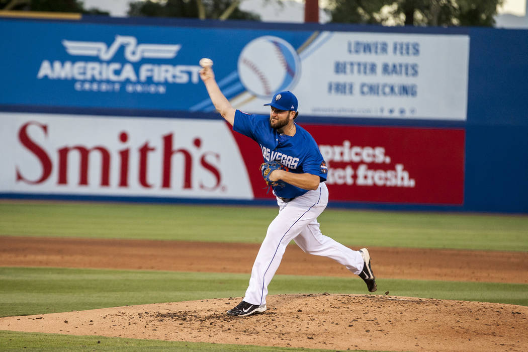 Donovan Hand pitches during a Las Vegas 51s game in June. (Patrick Connolly Las Vegas Review-Journal @PConnPie)
