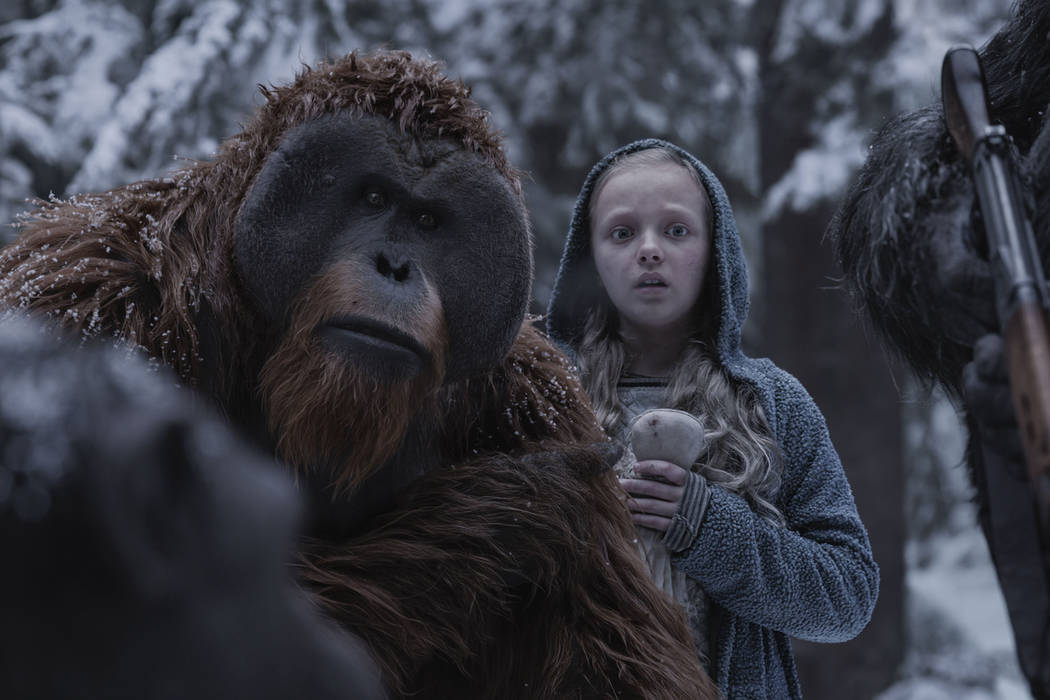 Karin Konoval, left, and Amiah Miller in "War for the Planet of the Apes." (Twentieth Century Fox)