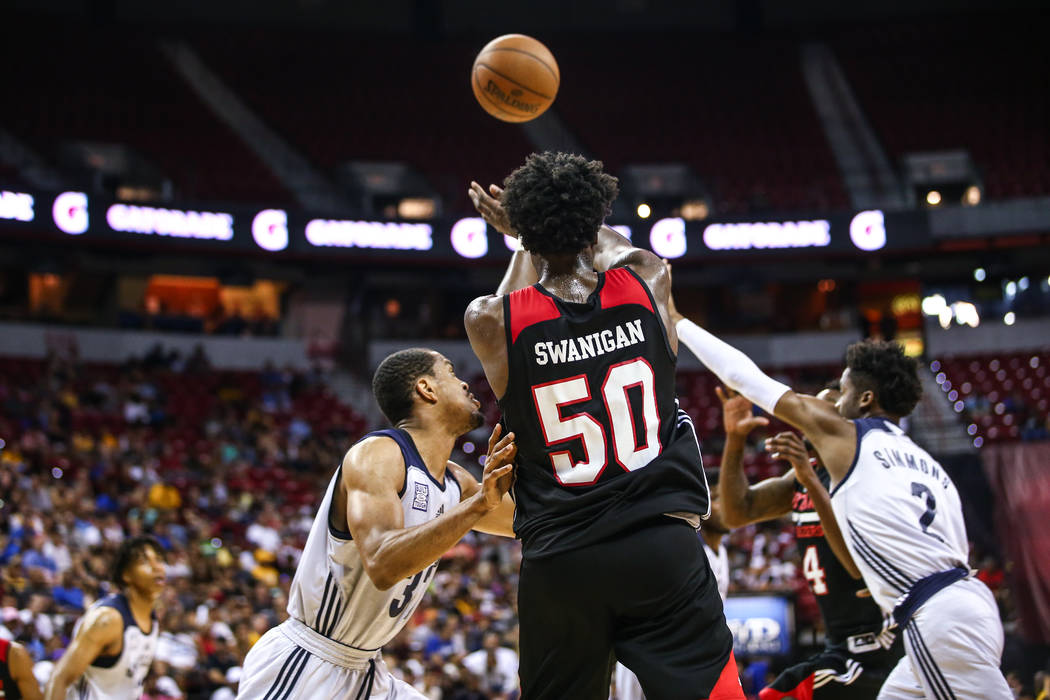 Portland Trail Blazers player Caleb Swanigan (50) during the NBA Summer League semifinal basketball game at Thomas and Mack Center on Sunday, July 16, 2017, in Las Vegas.