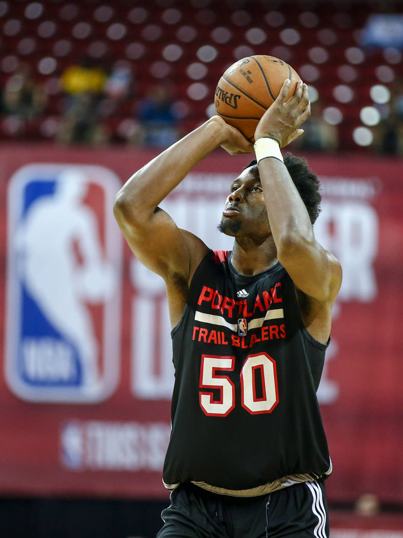 Portland Trail Blazers player Caleb Swanigan during the NBA Summer League semifinal basketball game at Thomas and Mack Center on Sunday, July 16, 2017, in Las Vegas.