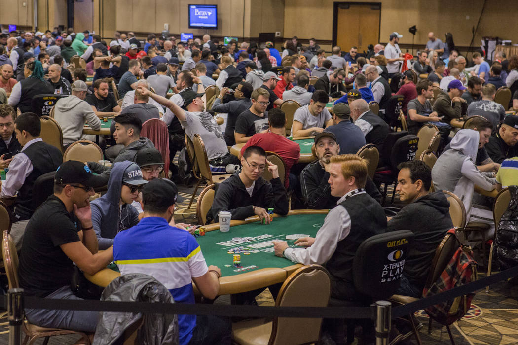 The World Series of Poker $10,000 no-limit hold 'em Main Event is underway at the Rio Convention Center in Las Vegas, Monday, July 10, 2017. (Elizabeth Brumley/Las Vegas Review-Journal)