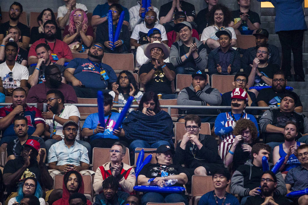 Spectators cheer during the Evo 2017 Championship Series, a fighting game tournament, at the Mandalay Bay Events Center on Sunday, July 16, 2017.  Patrick Connolly Las Vegas Review-Journal @PConnPie