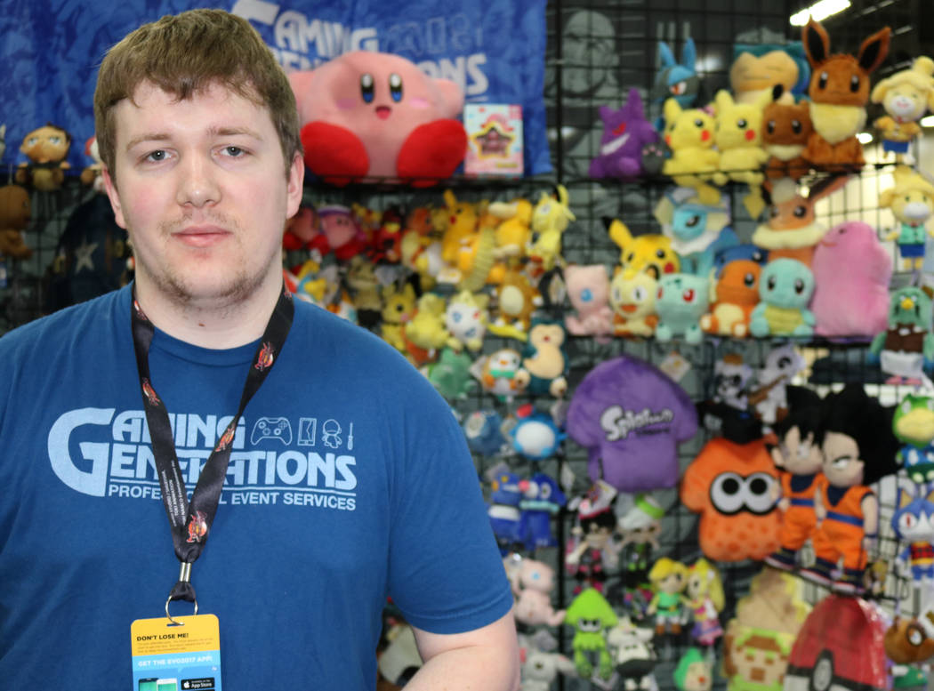 William Brown mans the Gaming Generations booth, selling equipment and merchandise to video game enthusiasts at the 2017 Evolution Championship Series Friday, July 14, 2017 at Mandalay Bay. (Nicol ...