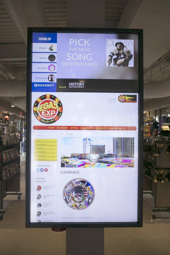 One of the many customizable screens at Vegas EXP store in the Grand Bazaar Shops on the Strip in Las Vegas, Thursday, July 20, 2017. Vegas EXP will be the first interactive digital store in Las V ...
