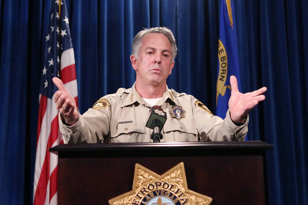 Las Vegas Metropolitan Police Sheriff Joe Lombardo briefs the media at a news conference at Las Vegas police headquarters in April 2016. Bizuayehu Tesfaye Las Vegas Review-Journal