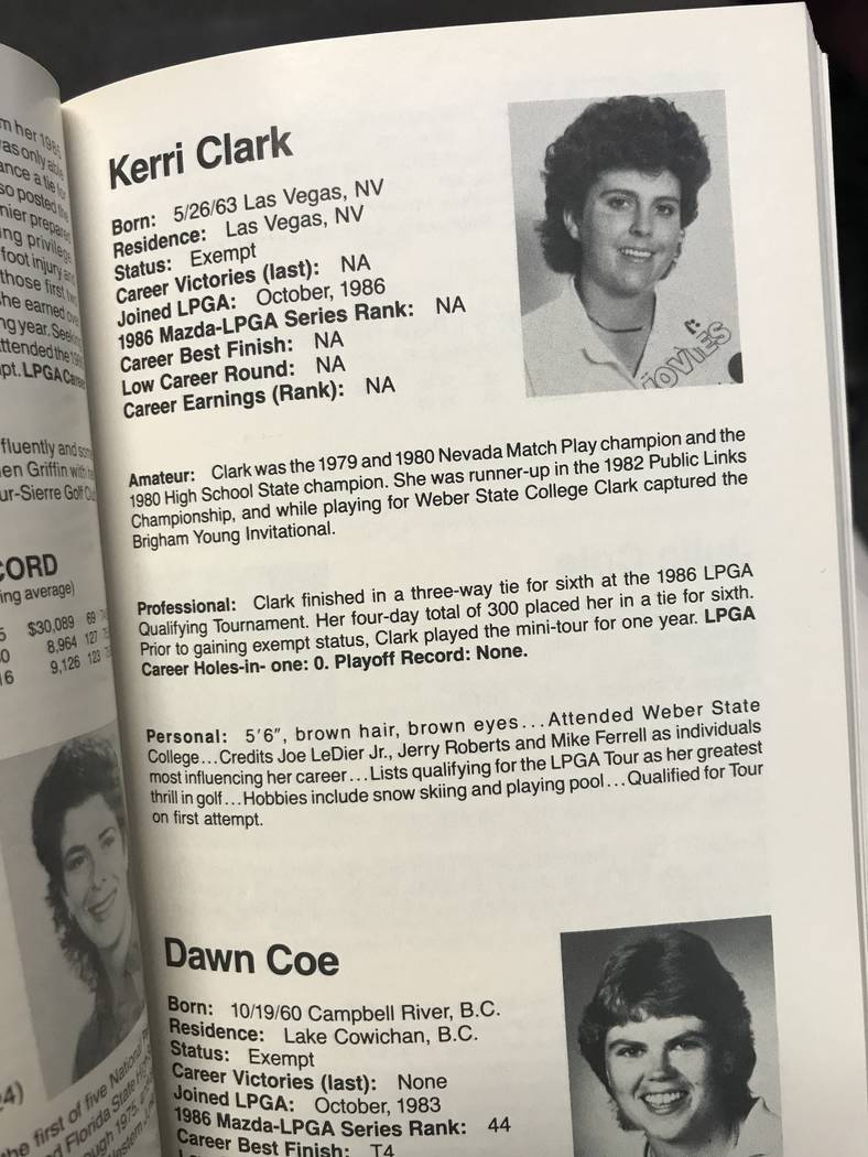 The official bio page of Kerri Clark in the 1987 LPGA Tour media guide. Courtesy LPGA Tour.