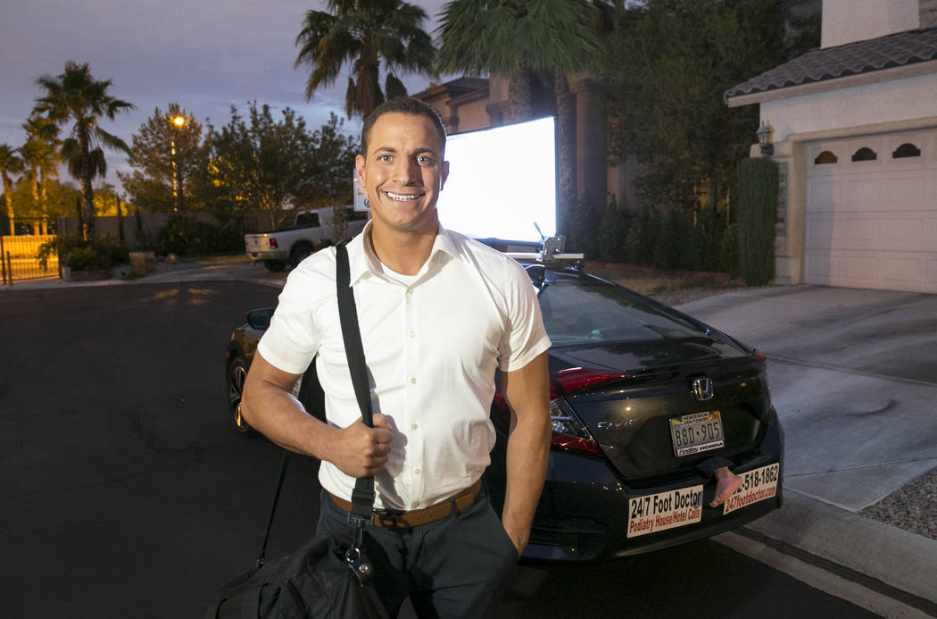 Podiatrist Dr. Sean Reyes with his "foot mobile" on Monday, July 24, 2017, in Las Vegas. Richard Brian Las Vegas Review-Journal @vegasphotograph