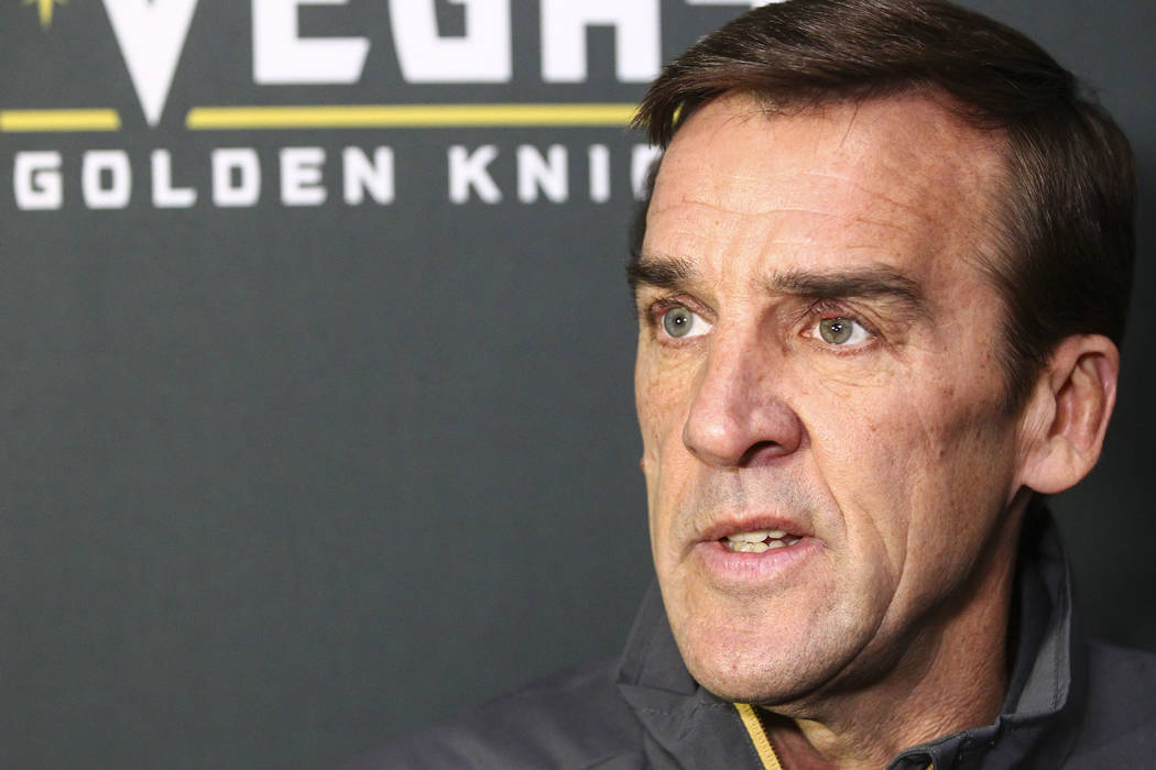 Vegas Golden Knights general manager George McPhee speaks after the team's development camp at Las Vegas Ice Center in Las Vegas on Friday, June 30, 2017. Chase Stevens Las Vegas Review-Journal @c ...