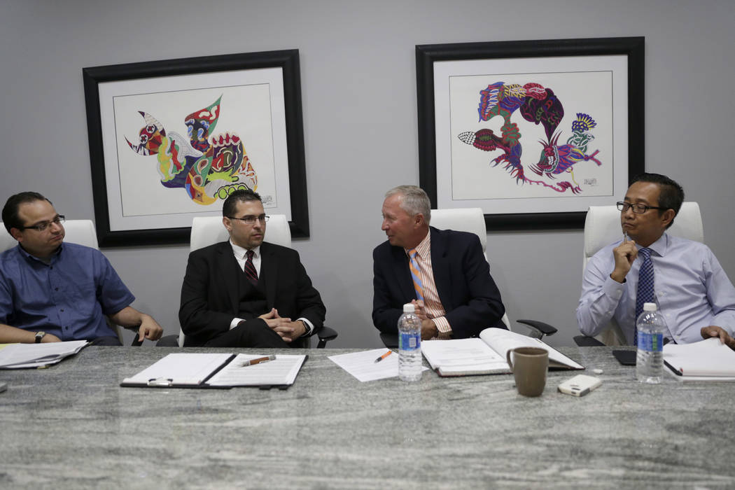 Former officers of the Teachers Health Trust, who were terminated or left, from left: executive assistant Michael Ielpi, Director of Operations Philip DiGiacomo, CEO Gary Earl and Chief Operating ...