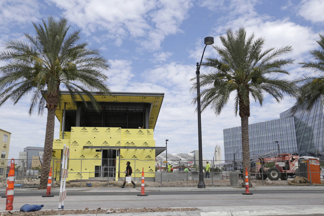 A building, a part of Smart City projects, is under construction near the intersection of Clark Avenue and Casino Center Boulevard  in Las Vegas, Wednesday, July 26, 2017. Gabriella Angotti-Jones  ...
