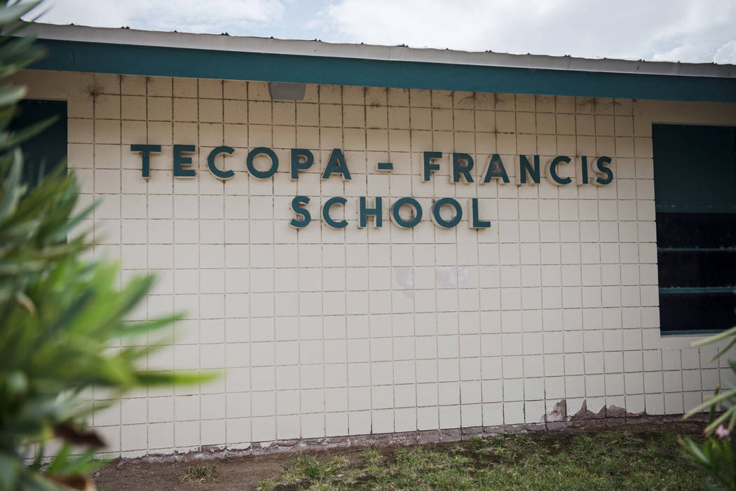Tacopa-Francis Elementary School and its signage on Tuesday, July 25, 2017, in Tacopa, California. Morgan Lieberman Las Vegas Review-Journal