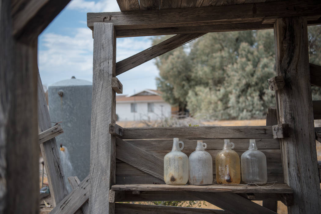 Leftover glass bottles at a residence on Tuesday, July 25, 2017, in Tecopa, California. Morgan Lieberman Las Vegas Review-Journal