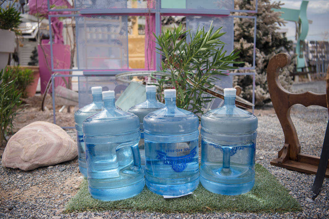 Villa Anita filtered water containers sit outside the residence on Tuesday, July 25, 2017, in Tecopa, California. Morgan Lieberman Las Vegas Review-Journal