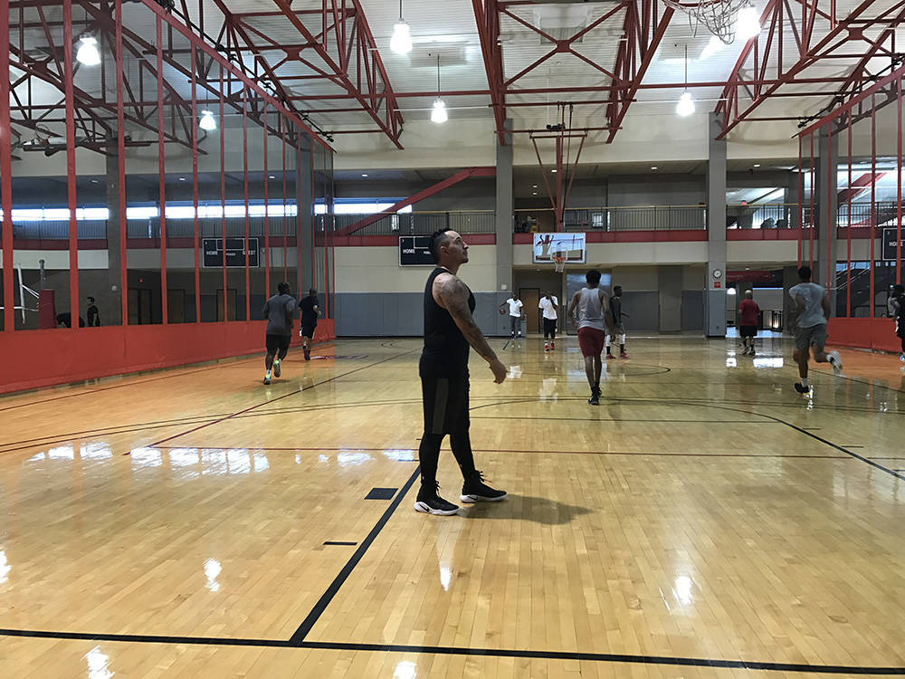 Recreational basketball players compete during a pickup game at the UNLV Recreation and Wellness Center on Tuesday, July 25.