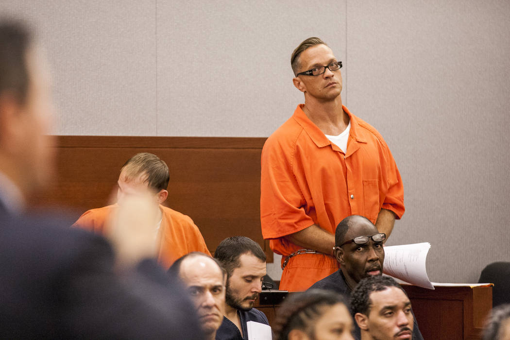 Two-time killer Scott Dozier stands for a hearing about his death sentence at the Regional Justice Center on Thursday, July 27, 2017. Dozier was advised by his attorney and others to seek an appel ...