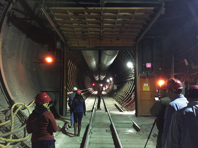 A look inside the south portal entrance to Yucca Mountain during a tour by federal lawmakers, congressional staff members, media and Department of Energy employees April 9, 2015.
Arnold M. Knightl ...