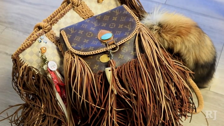 Polished Coconut - #upcycled Louis Vuitton fringe bag #slowfashion  #repurposed LV #ethicalluxury @polishedcoconut #our rodeo skirt #hand  stitched Mexican belt with sterling silver vintage buckle #satin Bill Blass  blouse #small batch production