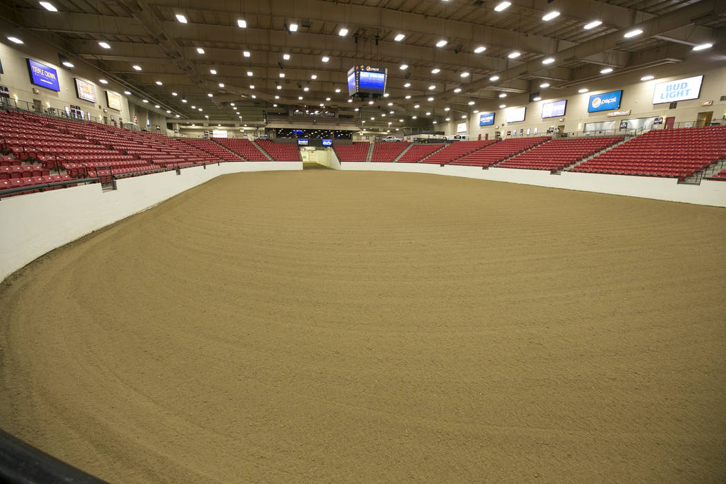 A layer of freshly groomed dirt is laid out for an upcoming equestrian event at the South Point Arena and Equestrian Center, Wednesday, July 19, 2017, in Las Vegas. Richard Brian Las Vegas Review- ...