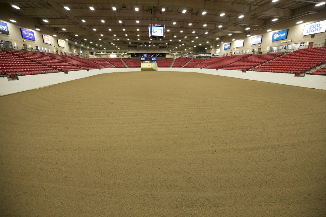 A layer of freshly groomed dirt is laid out for an upcoming equestrian event at the South Point Arena and Equestrian Center, Wednesday, July 19, 2017, in Las Vegas. Richard Brian Las Vegas Review- ...