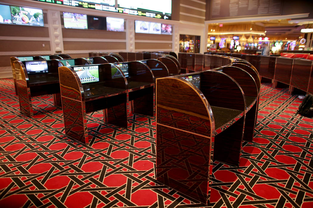 The carrels at the new race and sports book at the Wynn on Monday, July 31, 2017, in Las Vegas.There are new screens, seats and carpet. Rachel Aston Las Vegas Review-Journal @rookie__rae