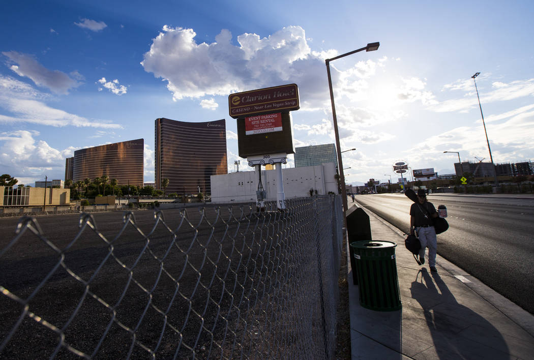 The lot where The Clarion Hotel and Casino once stood on Convention Center Drive in Las Vegas on Wednesday, Aug. 2, 2017. Chase Stevens Las Vegas Review-Journal @csstevensphoto