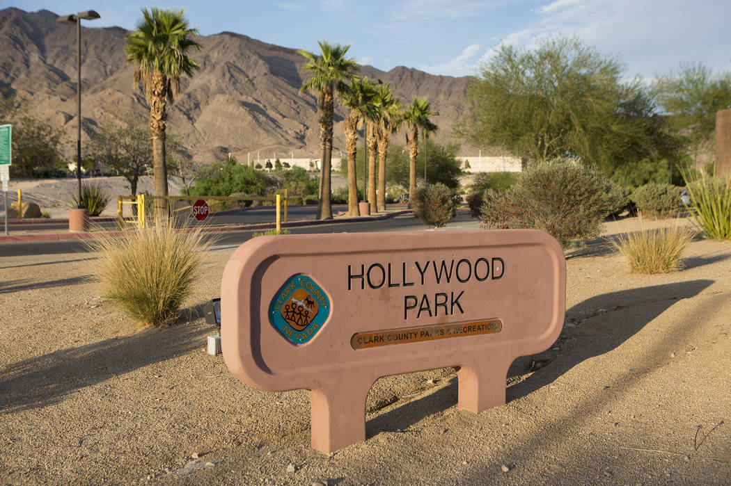 The sun sets on Hollywood Regional Park in Las Vegas on Tuesday, Aug. 1, 2017. Clark County commissioner Chris Giunchigliani says the regional county park has yet to be 100 percent completed. Brid ...