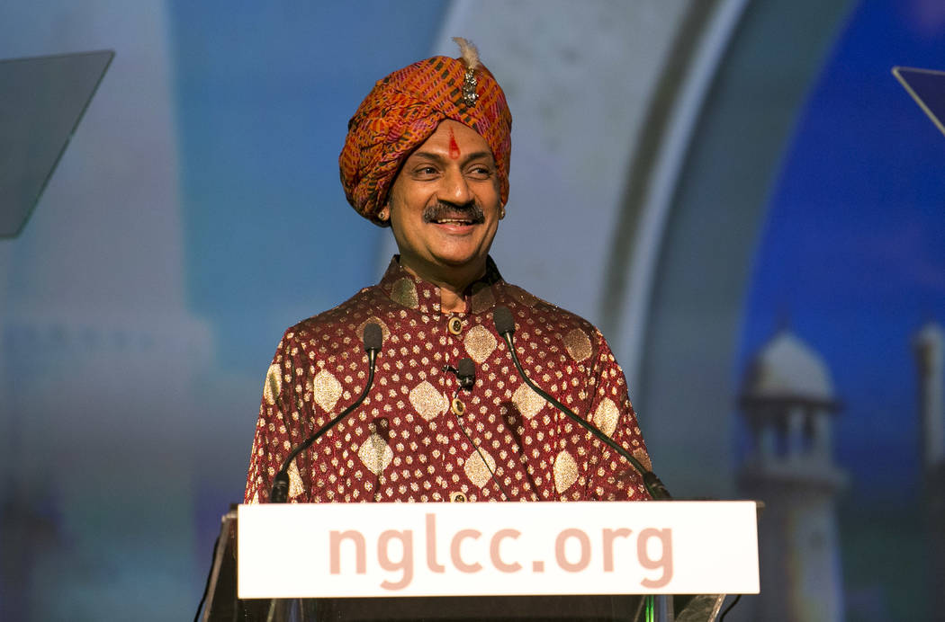 Openly gay Crown Prince Manvendra Singh Gohil of the state of Rajpipla in Gujarat, India speaks at a luncheon during the 15th annual NGLCC International Business and Leadership Conference at Caesa ...