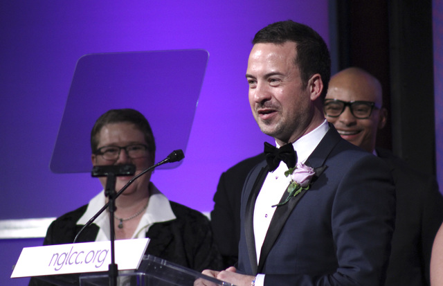 Chance Mitchell speaks at the annual awards dinner for the National Gay and Lesbian Chamber of Commerce in Washington, D.C., in 2014. Mitchell is a co-founder of the chamber and serves as the grou ...