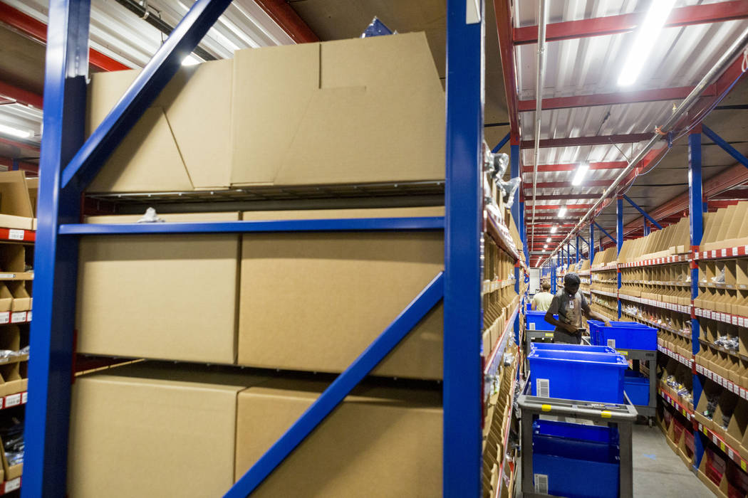 Warehouse employees at the Fanatics distribution center in North Las Vegas, Wednesday, Aug. 16, 2017. Elizabeth Brumley Las Vegas Review-Journal