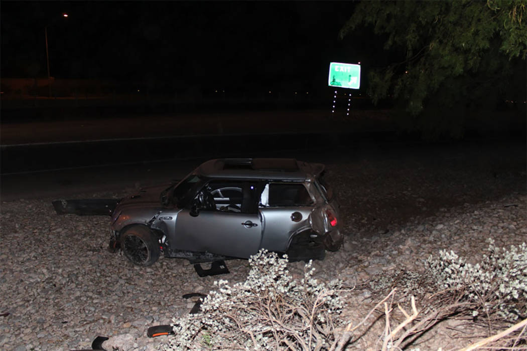 A 44-year-old Las Vegas man died in a rollover crash on Summerlin Parkway near the Rampart offramp on Friday, July 28, 2017. (Nevada Highway Patrol)