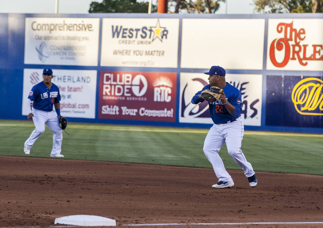 Dominic Smith catches the ball for an out during Las Vegas 51s game against the Sacramento River Cats at Cashman Field on Friday, June 16, 2017. The River Cats won 6-4.  Patrick Connolly Las Vegas ...