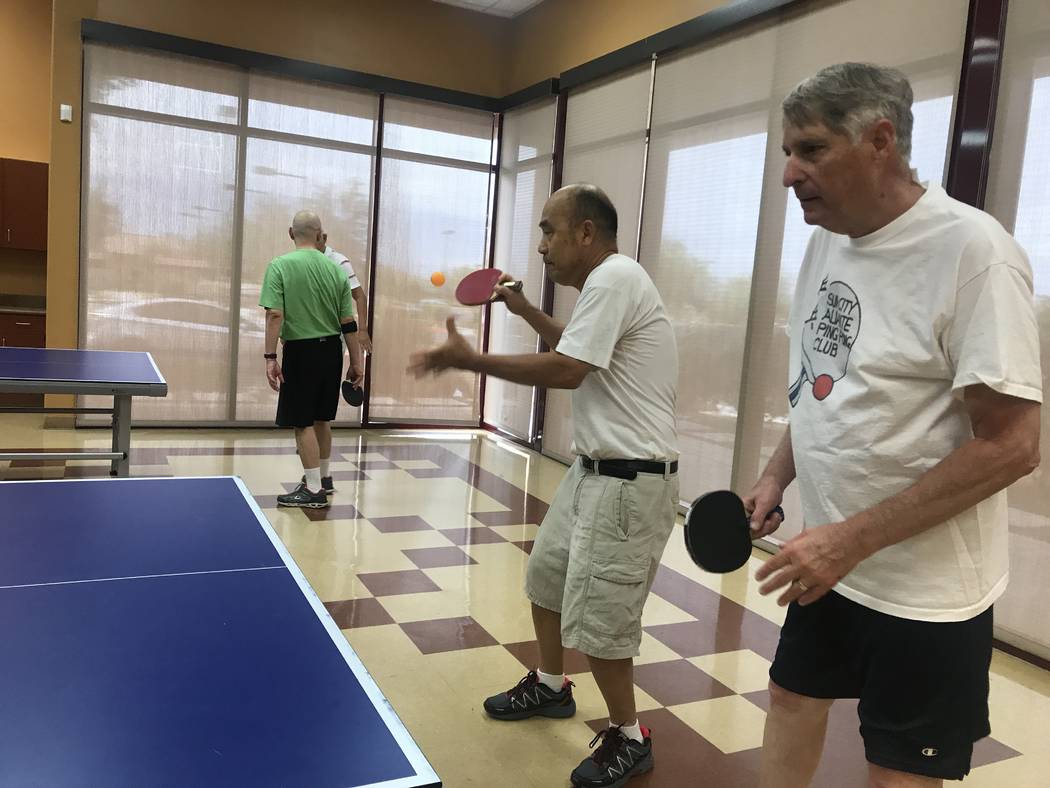 Members play ping pong ball on July 3, 2017 at Sun City Aliante community center, 7390 N. Aliante Parkway. (Kailyn Brown/ View) @KailynHype