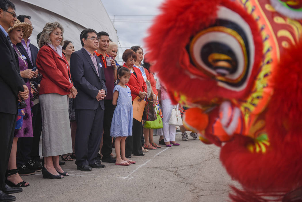 Congresswoman Dina Titus watches a traditional Chinese dance at the Shangai Plaza groundbreaking ceremony on Friday, August 4, 2017, in Chinatown in Las Vegas. Morgan Lieberman Las Vegas Review-Jo ...