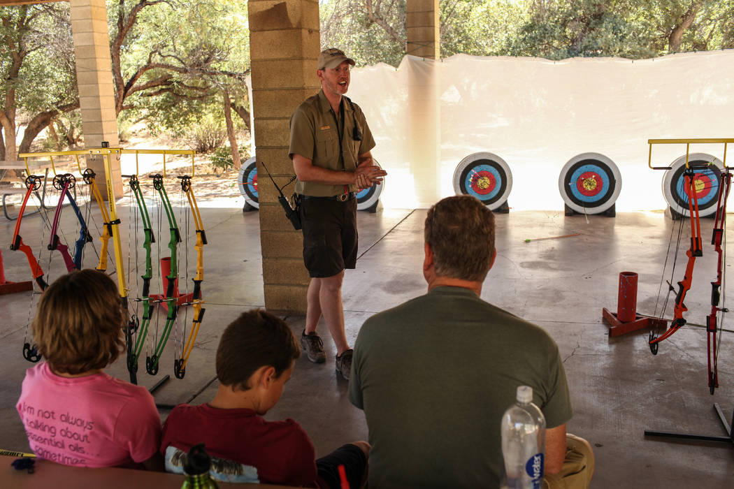 Park Interpreter David Low leads an archery target shooting program at Spring Mountain Ranch State Park near Blue Diamond on Aug. 25, 2017. Joel Angel Juarez Las Vegas Review-Journal @jajuarezphoto