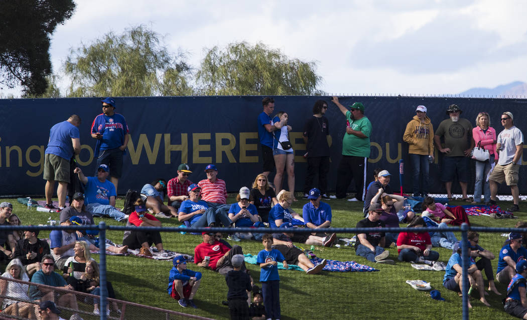 Fans watch the Cincinnati Reds play the Chicago Cubs during the Big League Weekend baseball game at Cashman Field in Las Vegas on Saturday, March 25, 2017. (Miranda Alam/Las Vegas Review-Journal)  ...