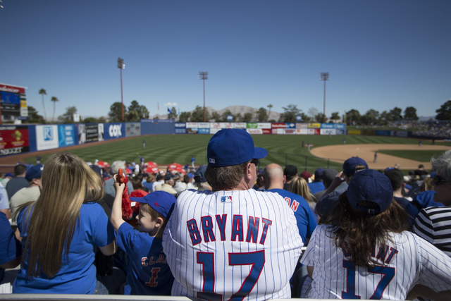 Chicago Cubs fans watch their team play against the New York Mets in their baseball game during Big League Weekend at Cashman Field on Friday, March 1, 2016, in Las Vegas. The Mets won 8-1. Erik V ...