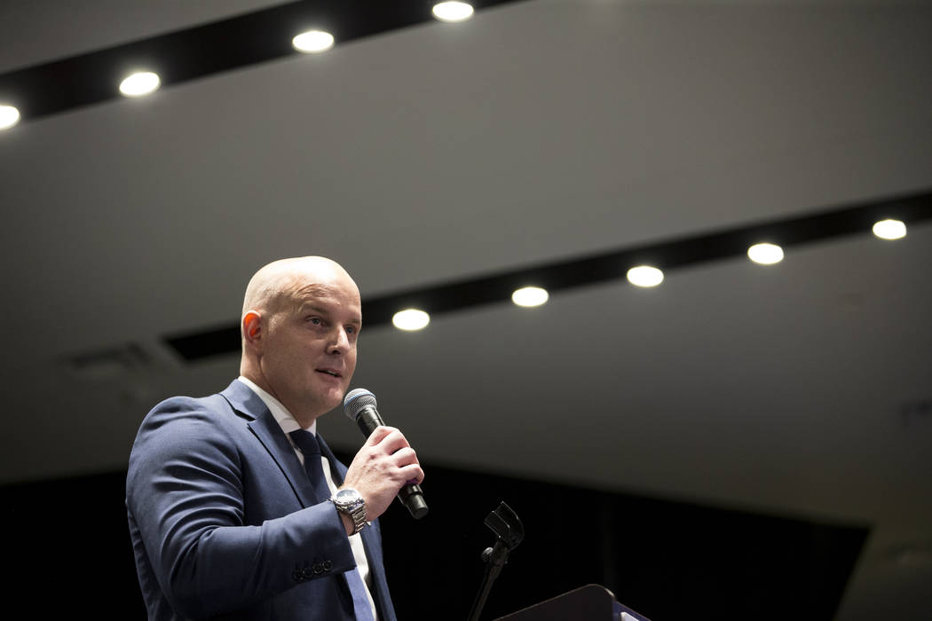 Jake Edwards, president of the United Soccer League, during an USL event to celebrate the newest team from Las Vegas in the league at the Zappos campus in Las Vegas on Friday, Aug. 11, 2017. Erik ...
