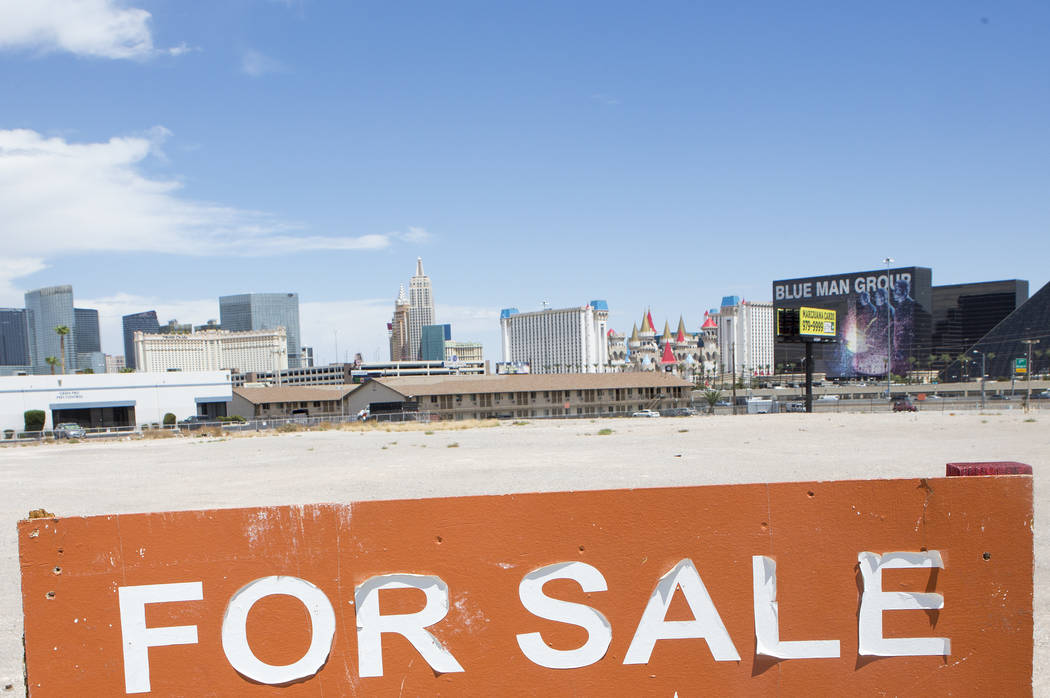 An investment group bought a 2.5-acre parcel across from the Raiders stadium site at the northeast corner of Hacienda avenue and Aldebaran avenue for $7 million, as seen on Friday, Aug. 11, 2017.