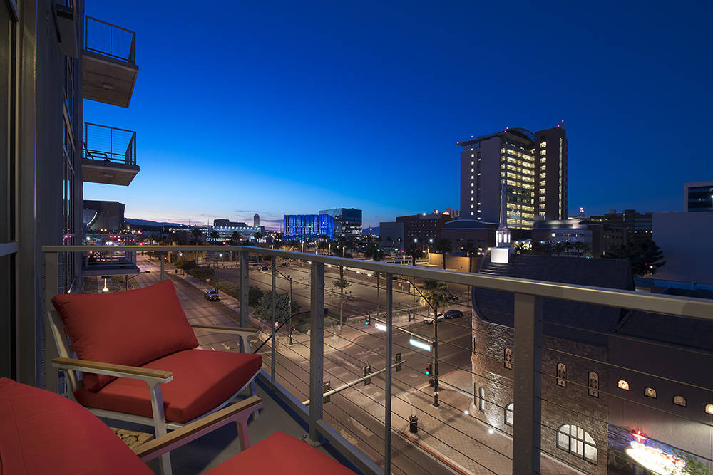 A Juhl balcony view of downtown Las Vegas. (Juhl)