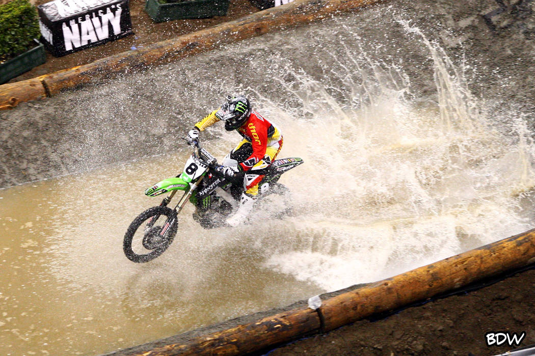 Destry Abbott competes in the water element at an EnduroCross Racing event. (EnduroCross)