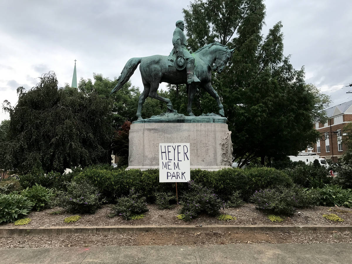 A statue of Confederate Gen. Robert E. Lee in a park in Charlottesville, Virginia, sparked a vi ...