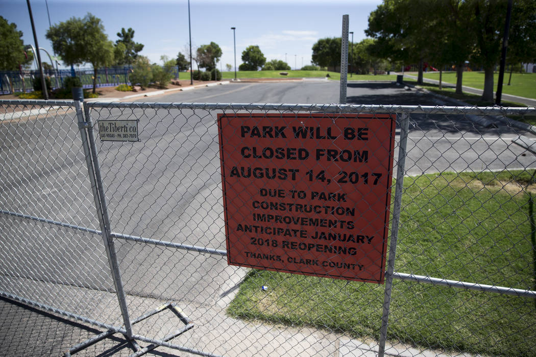 Alexander Villas Park is closed for construction improvements by Clark County in Las Vegas, on Tuesday, Aug. 15, 2017. Erik Verduzco Las Vegas Review-Journal @Erik_Verduzco