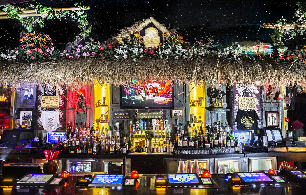 The beach-inspired bar at The Golden Tiki on Wednesday, Aug 16, 2017, in Las Vegas. (Benjamin Hager/Las Vegas Review-Journal) @benjaminhphoto