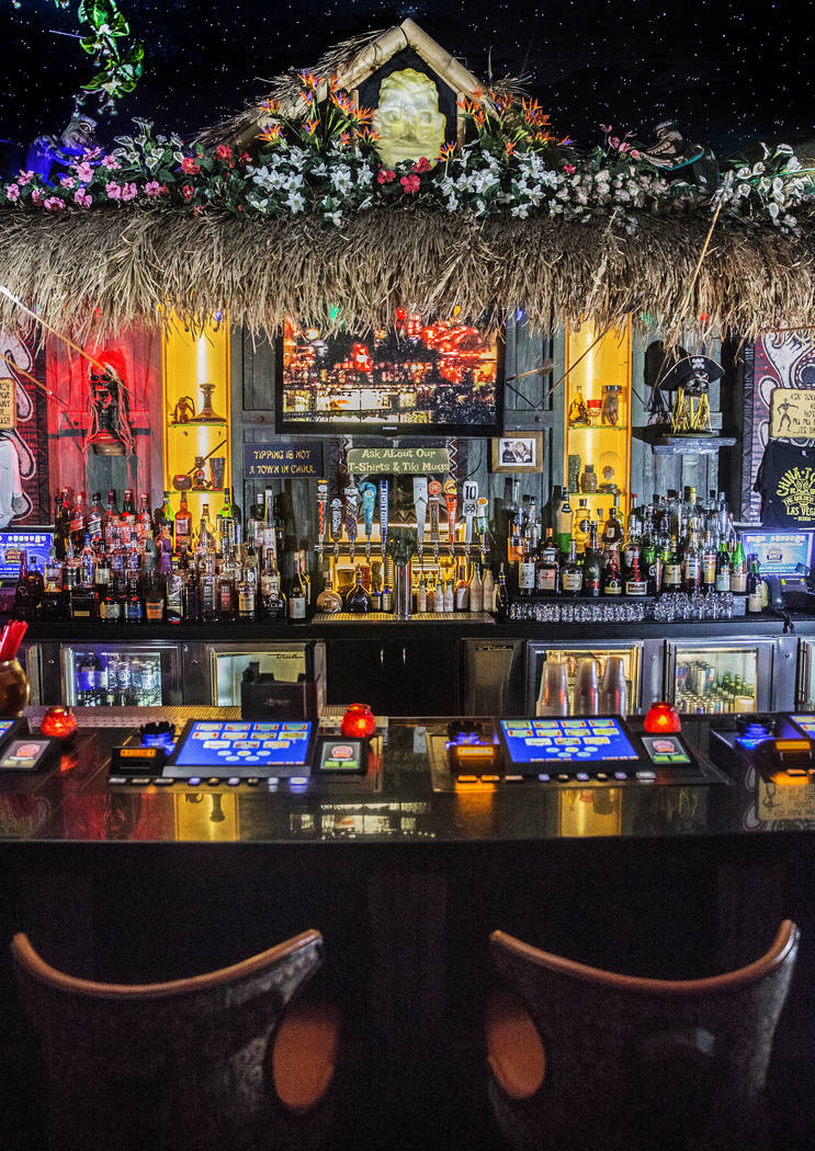 The beach-inspired bar at The Golden Tiki on Wednesday, Aug 16, 2017, in Las Vegas. (Benjamin Hager/Las Vegas Review-Journal) @benjaminhphoto